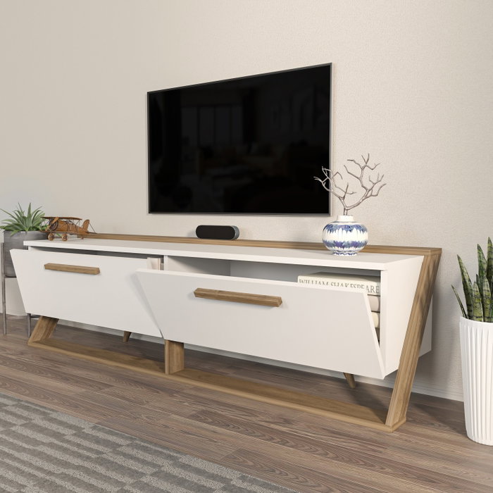 Hanah Home Soporte de TV Astrid Blanco y Nogal